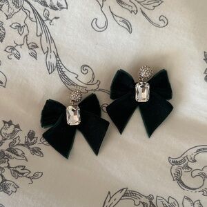 J. Crew Emerald Cut Bow Earrings with Crystal Pave